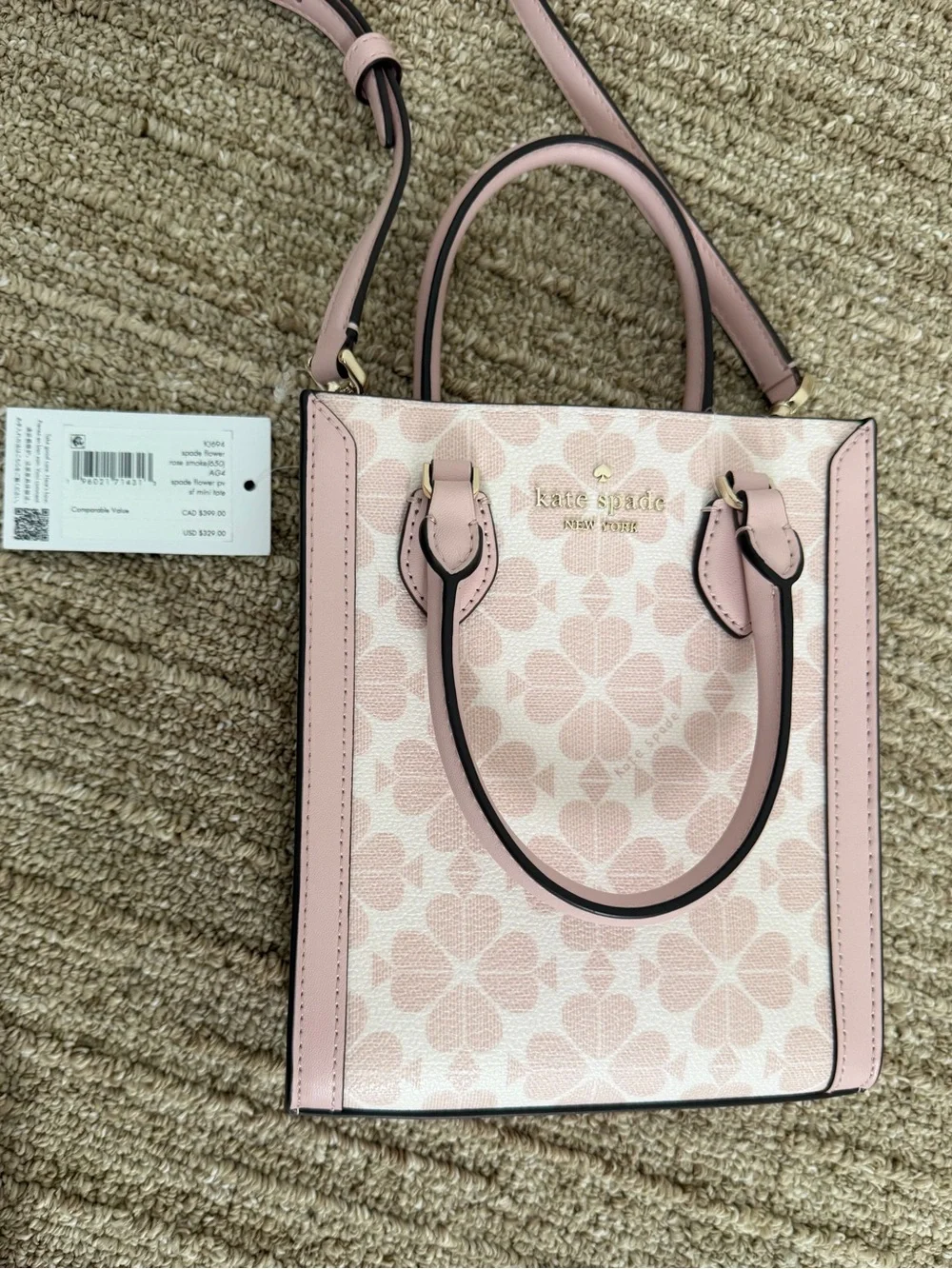 Kate Spade Pink Floral Satchel with Gold-Tone Logo